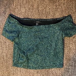 A forever 21 off the shoulder cropped shirt